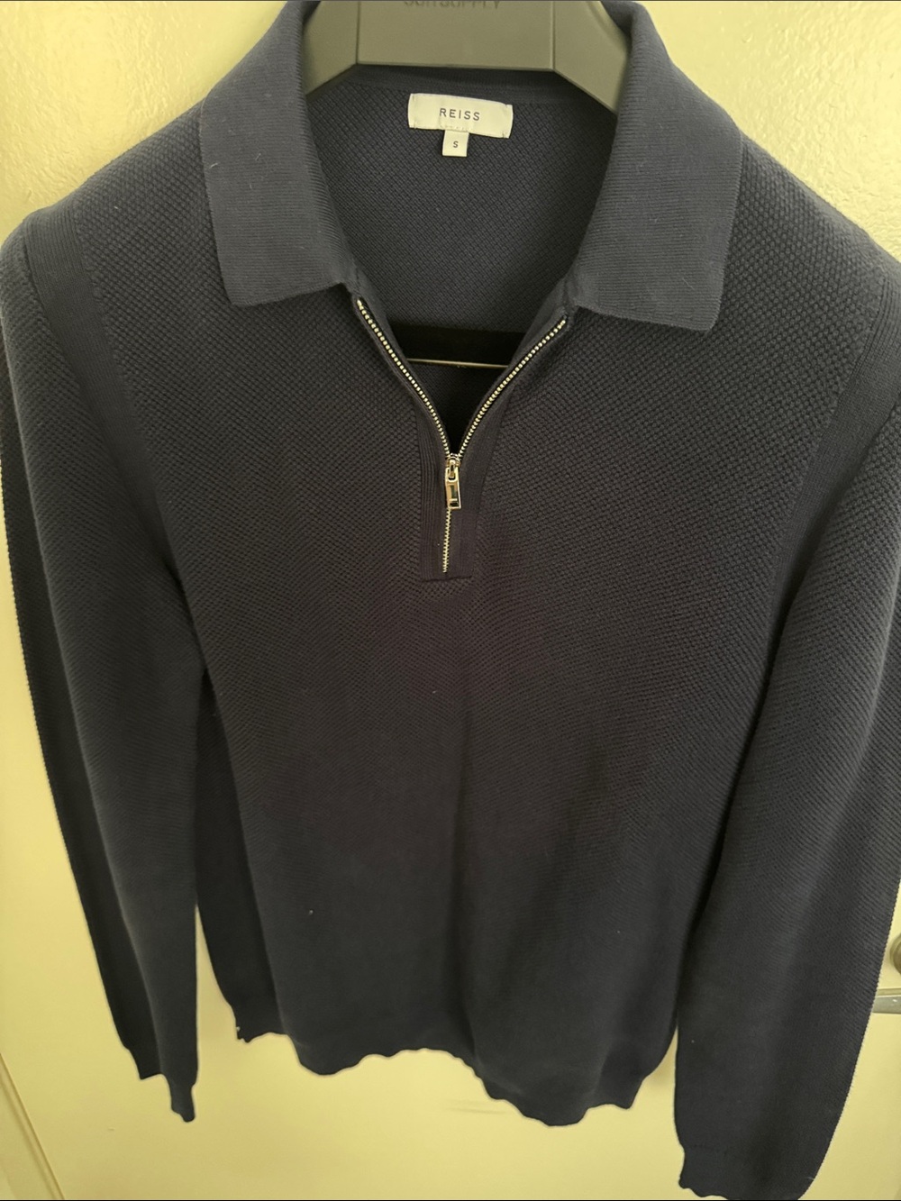 Reiss Men's Dark Navy Zip Polo Sweater